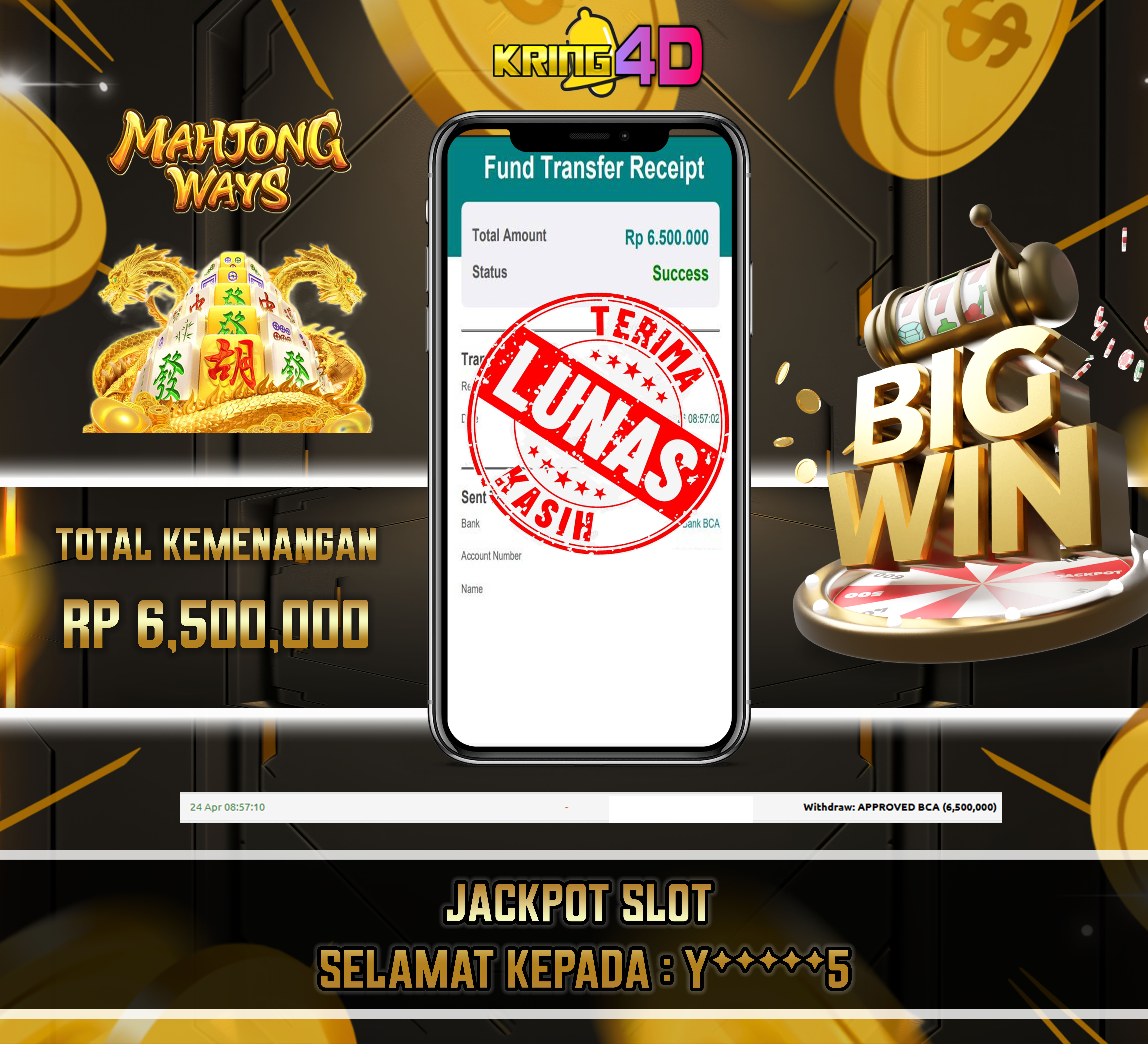 KRING4D JACKPOT Mahjong Ways RP 6,500,000