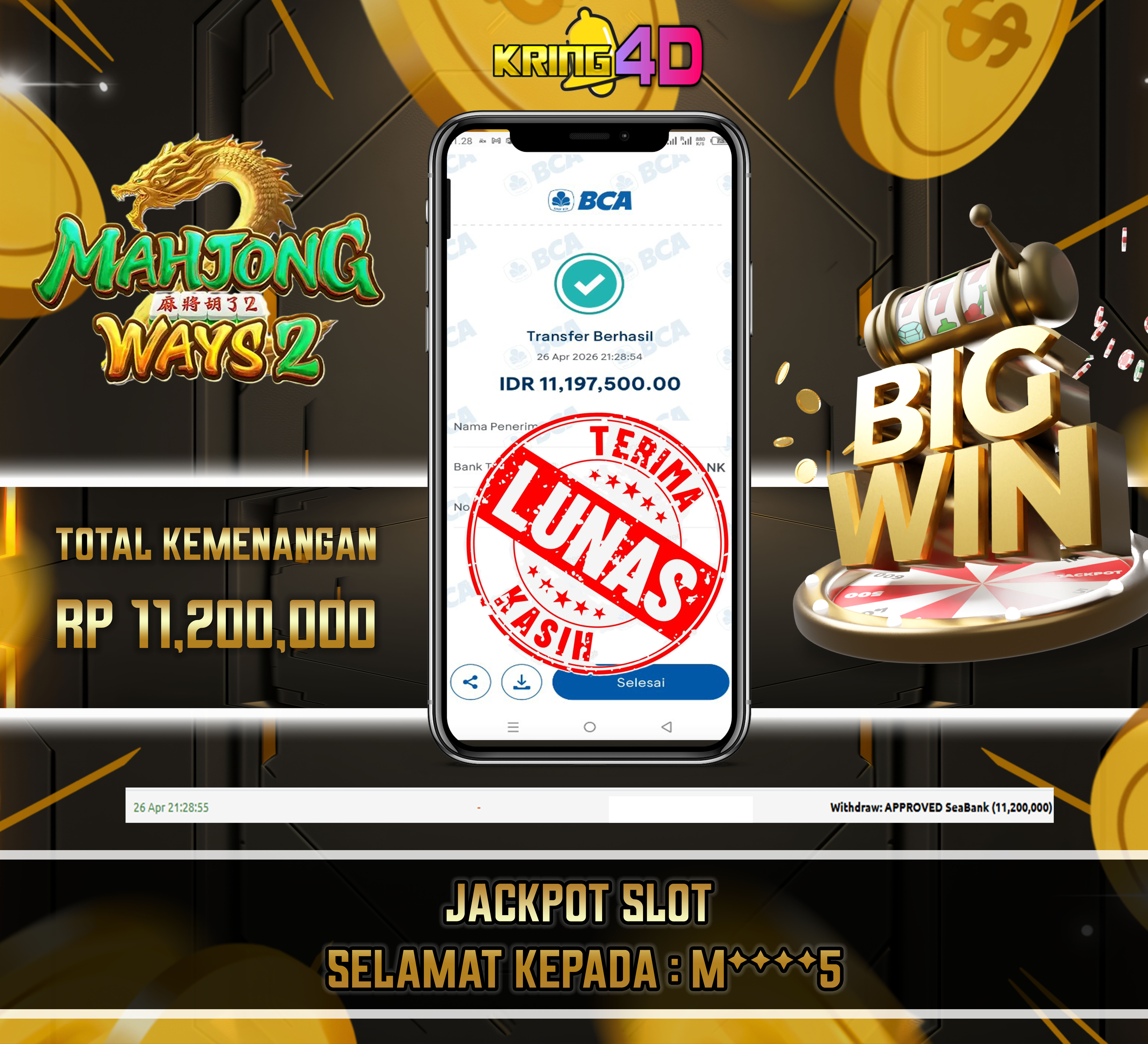 KRING4D JACKPOT Mahjong Ways 2 RP 11,200,000