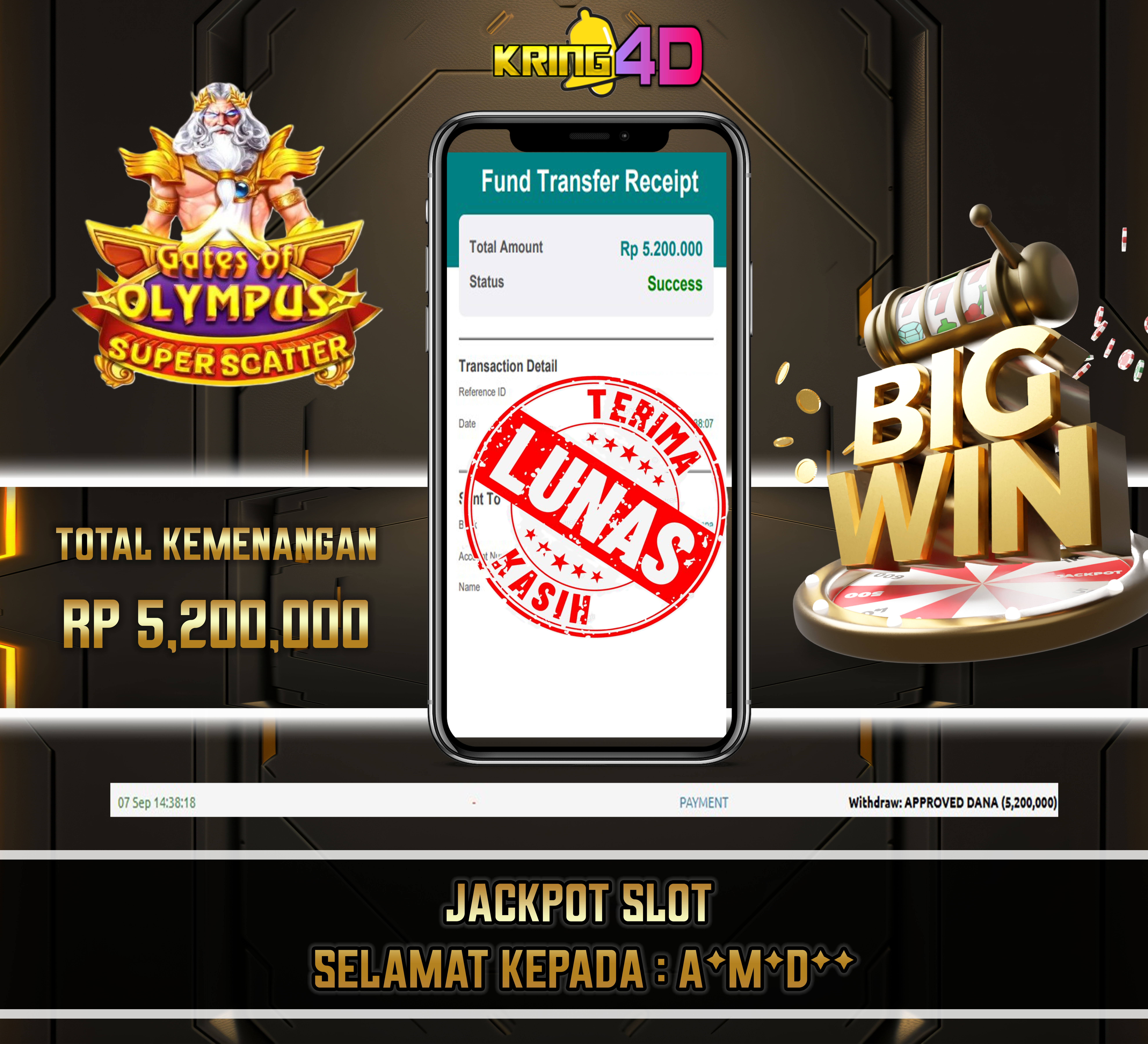 07 Sep 2026, Pukul 14:38:18,KRING4D JACKPOT Gates of Olympus Super Scatter Rp 5,200,000