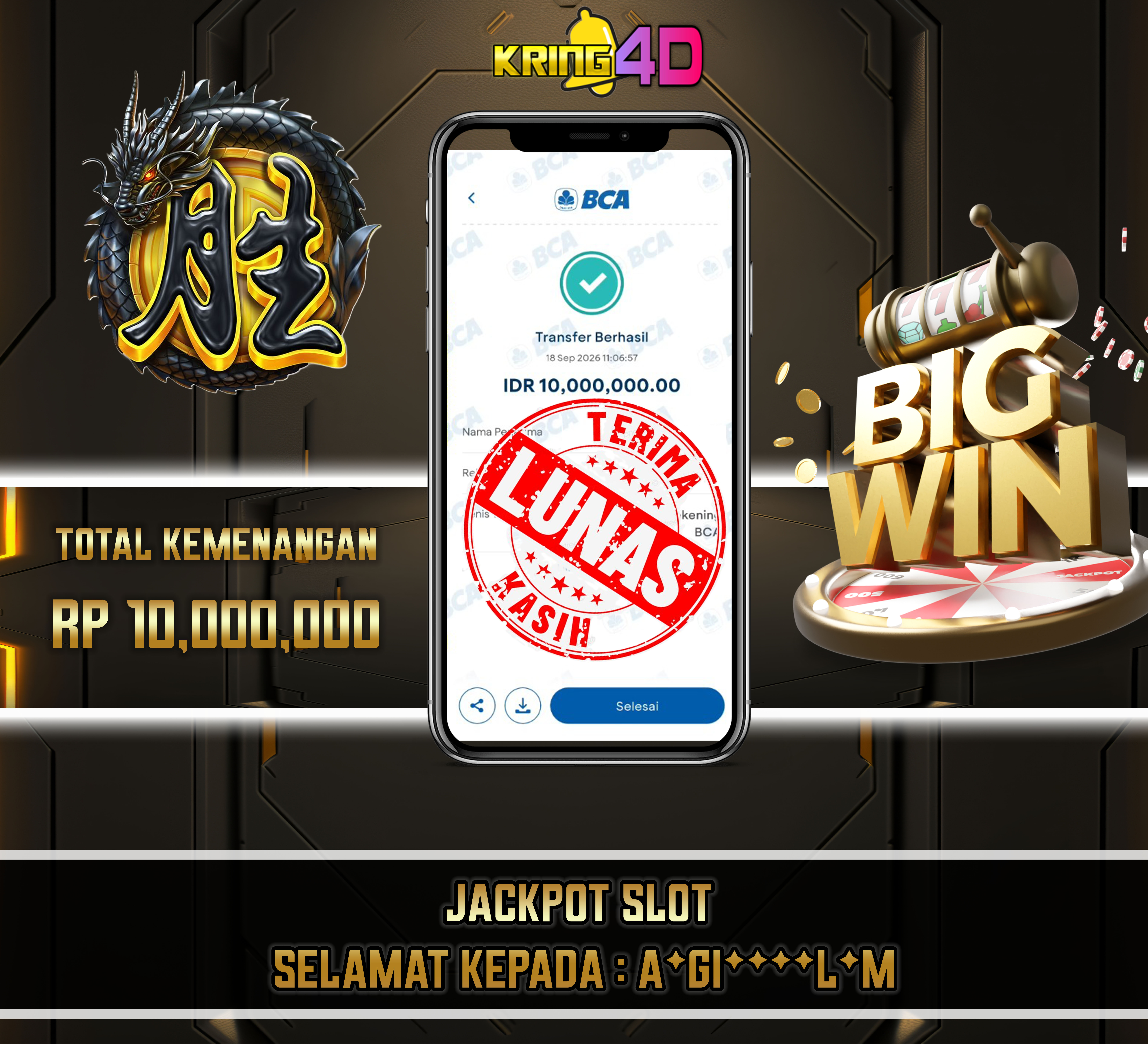 18 Sep 2026, Pukul 11:07:00 WIB,KRING4D JACKPOT Mahjong Wins 3 - Black Scatter Rp 10,000,000