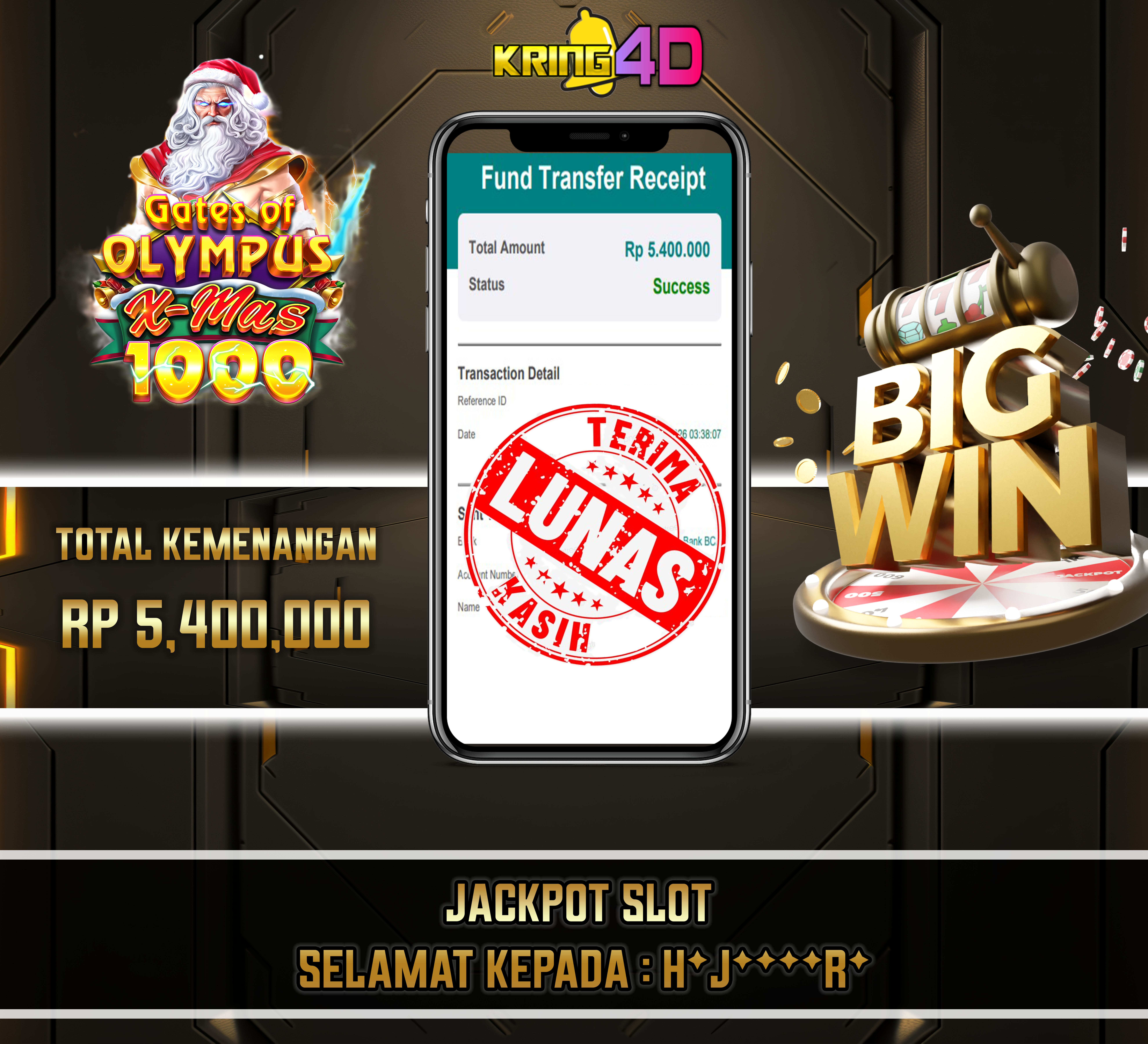 21 Sep 2026, Pukul 03:38:22 WIB,KRING4D JACKPOT Gates of Olympus Xmas 1000 Rp 5,400,000