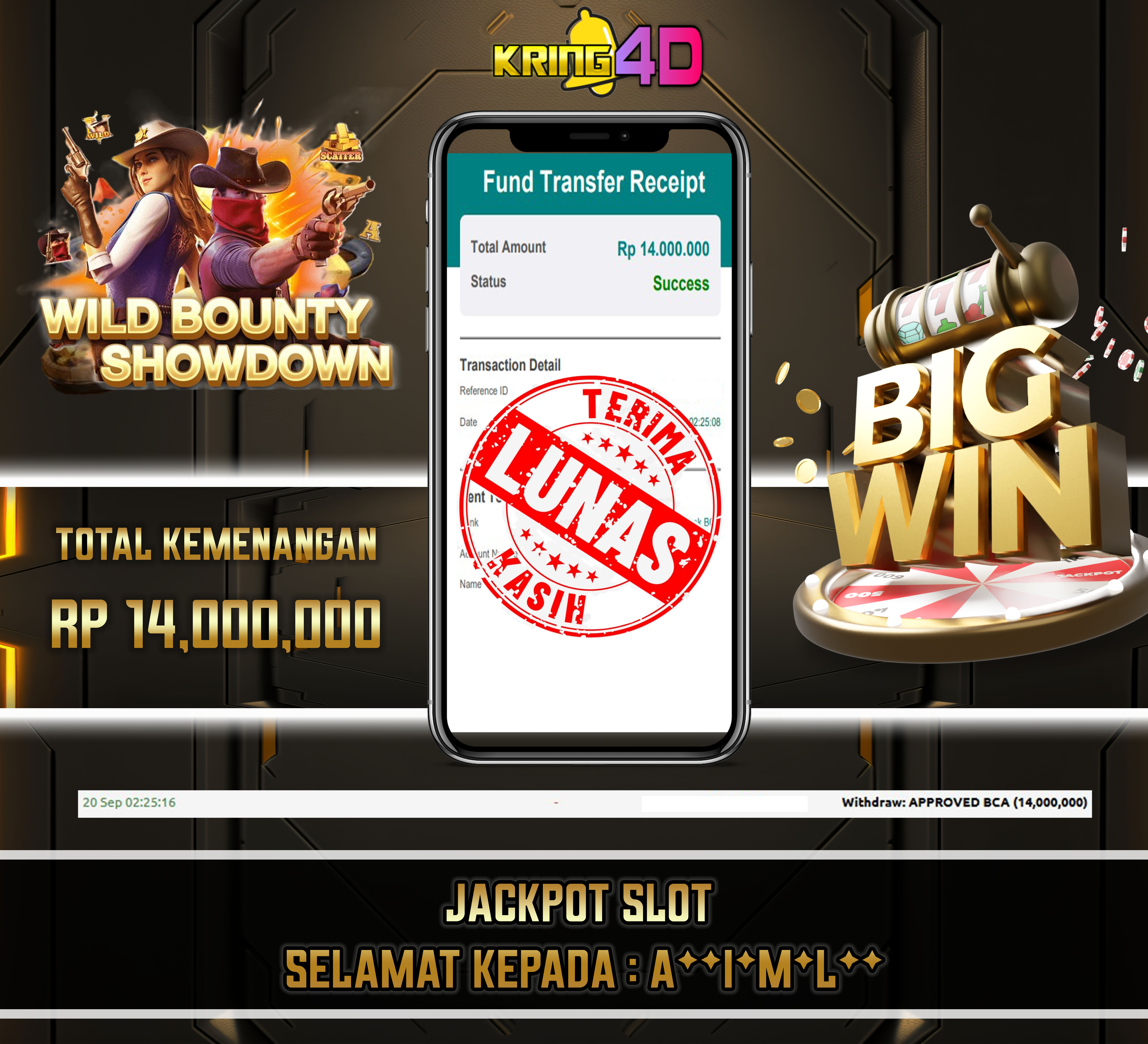 20 Sep 2026, Pukul 02:25:16 WIB,KRING4D JACKPOT wild-bounty-showdown Rp 14,000,000