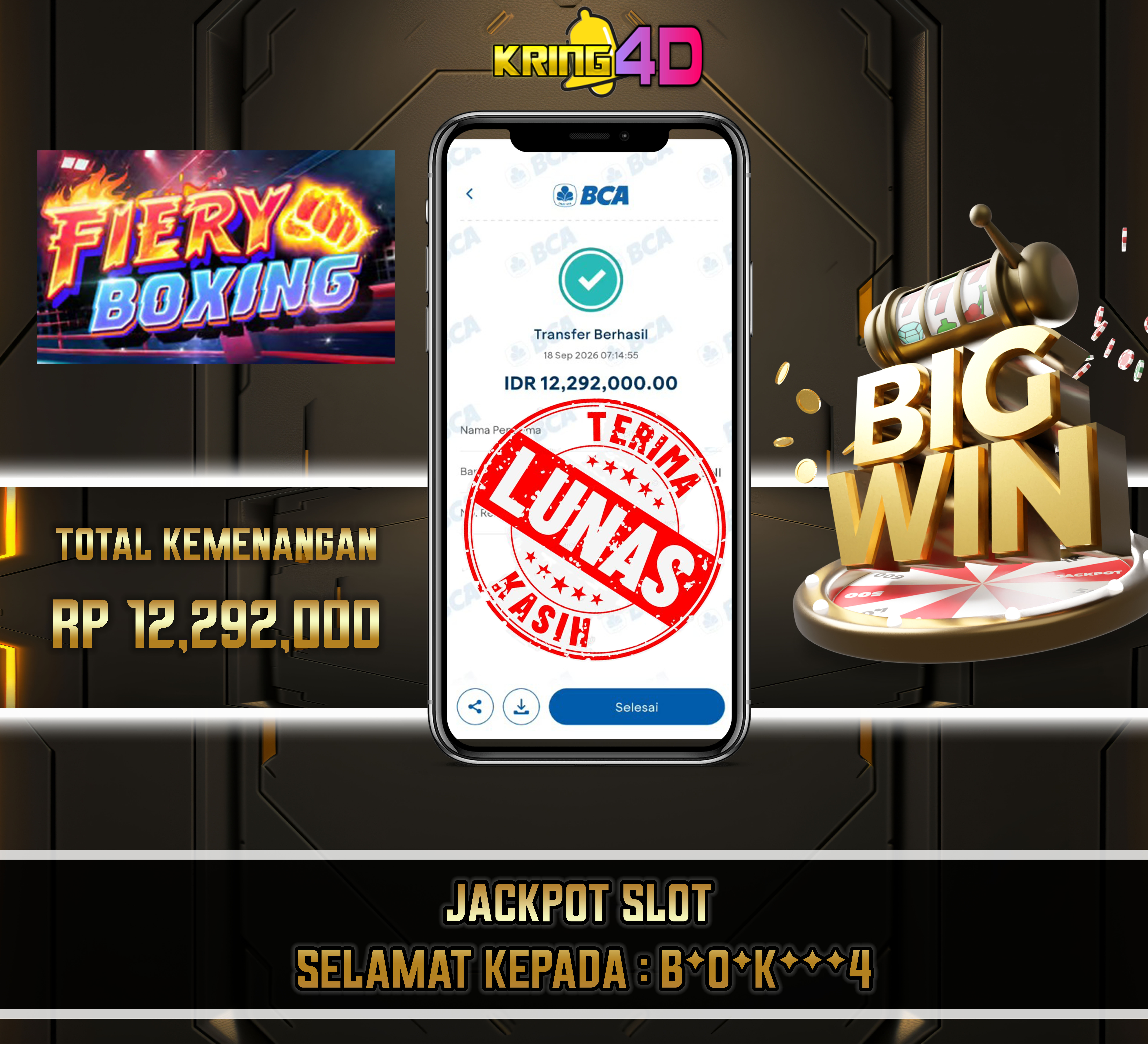 18 Sep 2026, Pukul 07:14:55 WIB,KRING4D JACKPOT FIERY BOXING Rp 12,292,000