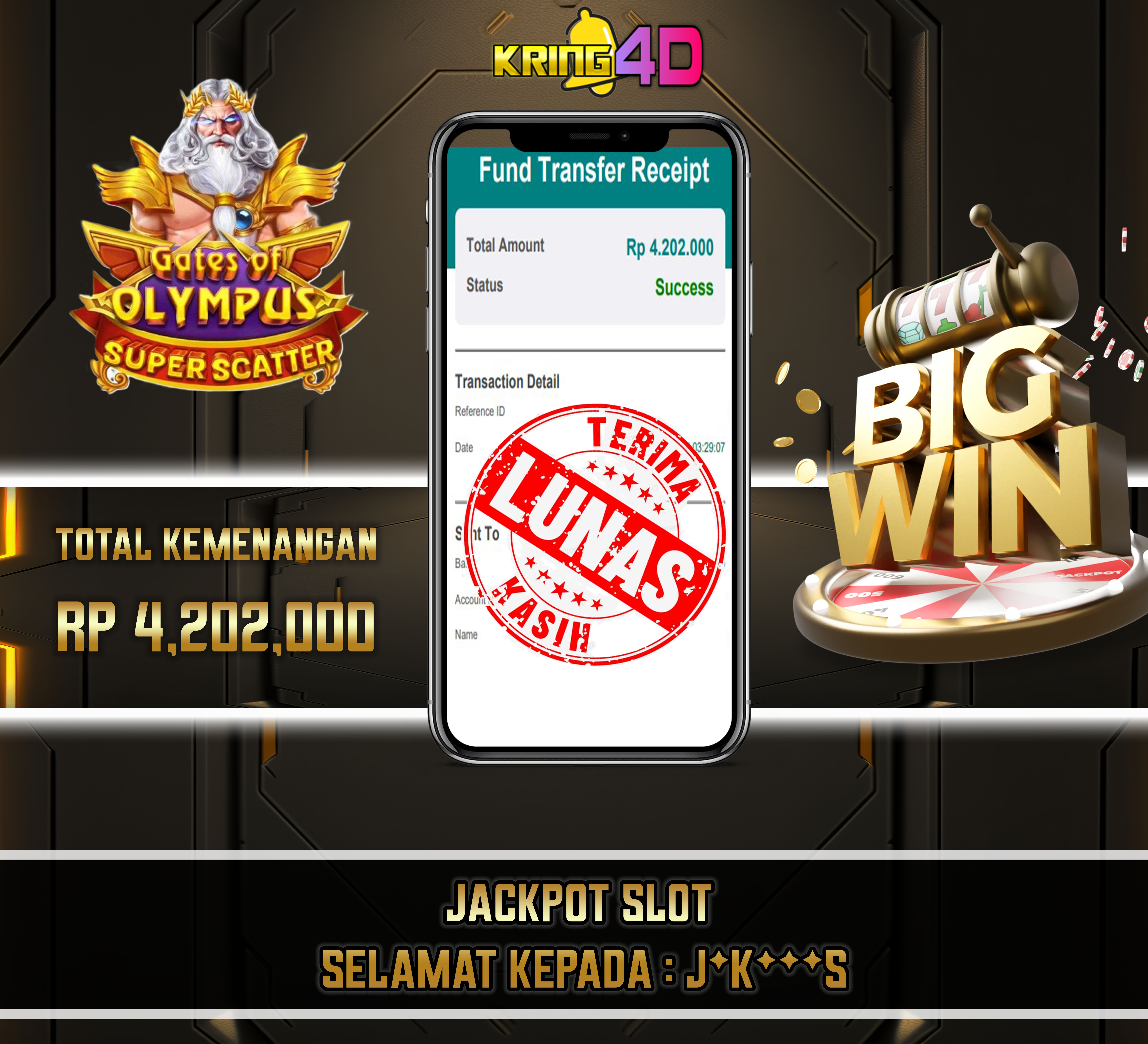 22 Sep 2026, Pukul 03:29:18 WIB,KRING4D JACKPOT Gates of Olympus Super Scatter Rp 4,202,000