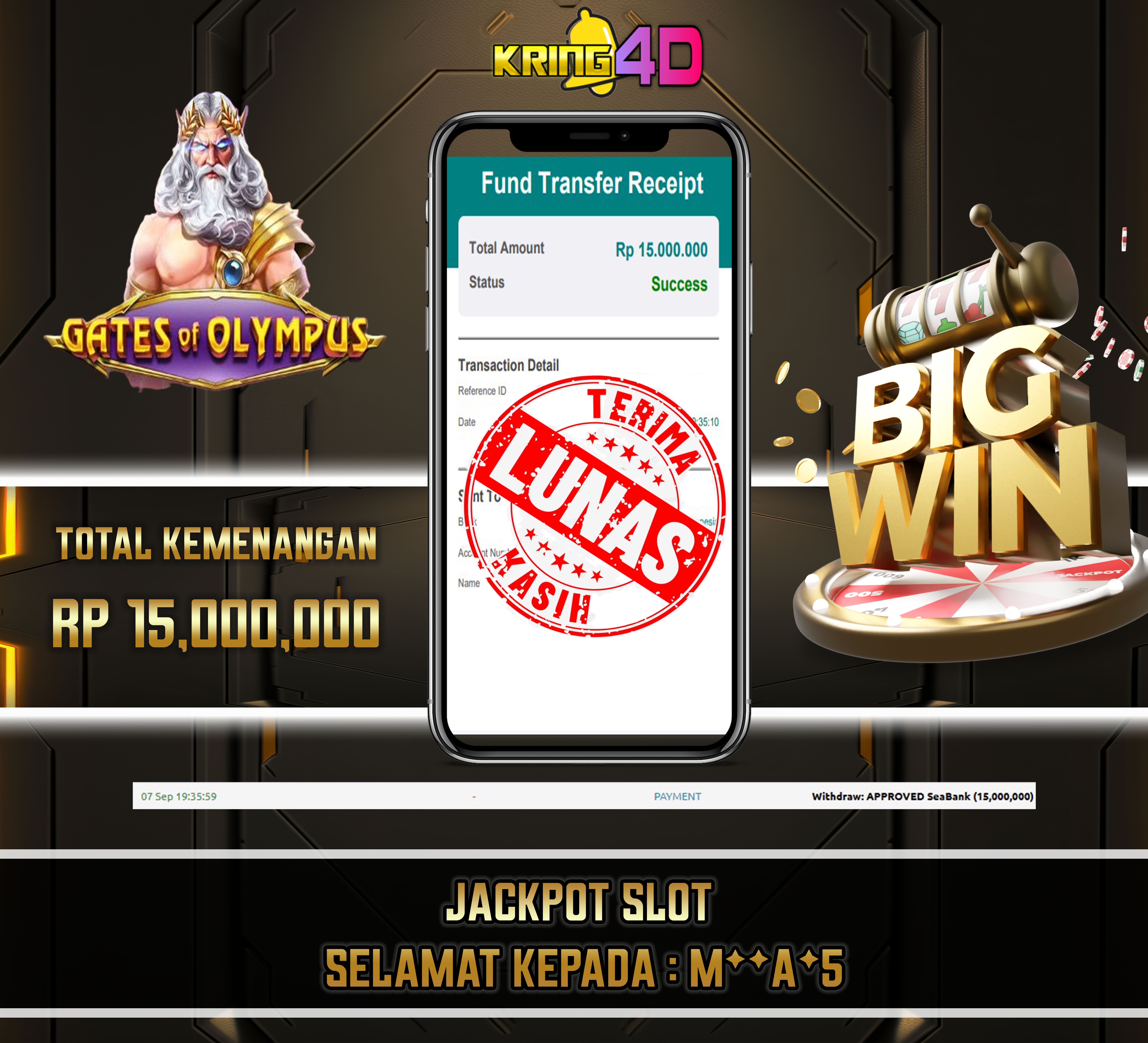07 Sep 2026, Pukul 19:35:59,KRING4D JACKPOT Gates of Olympus Rp 15,000,000